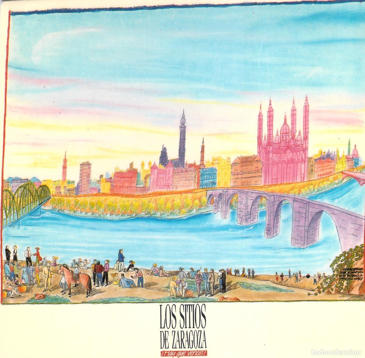 Postales: Postal Ilustraci&oacute;n Vista de Zaragoza y R&iacute;o Ebro