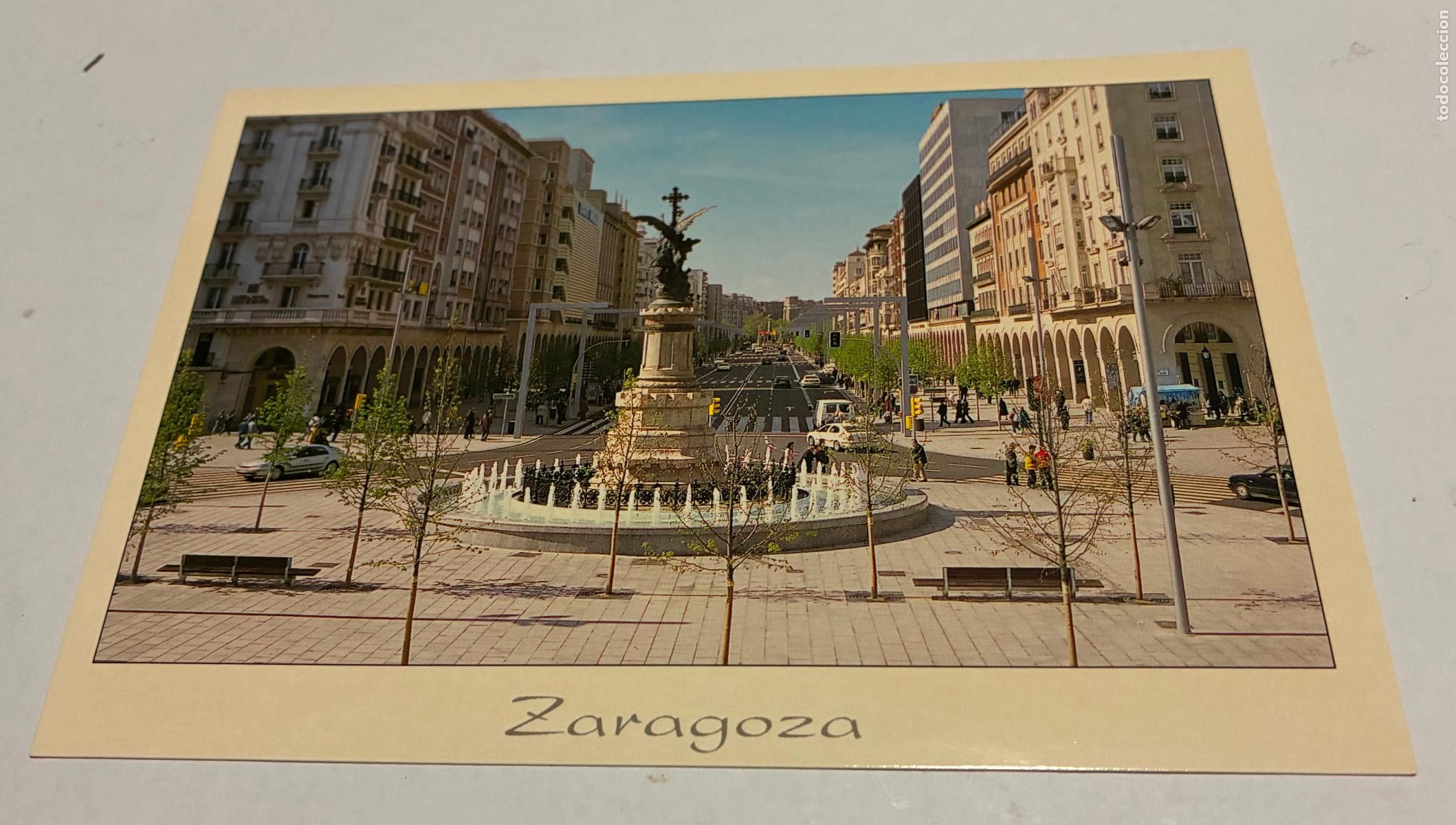 Postales: POSTAL ZARAGOZA PLAZA ESPA&Ntilde;A Y PASEO DE LA INDEPENDENCIA
