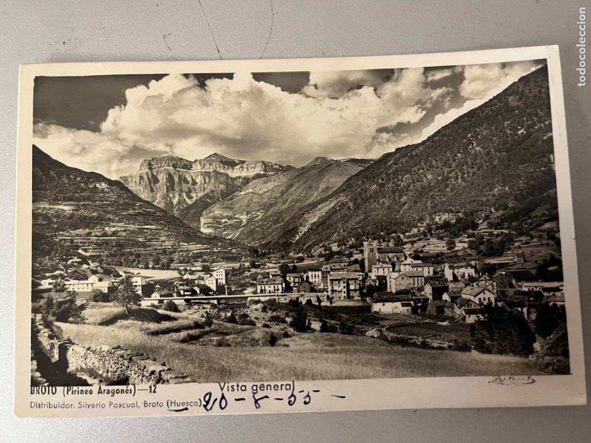 Postales: Broto Huesca distribuidor Silverio Pascual escrita