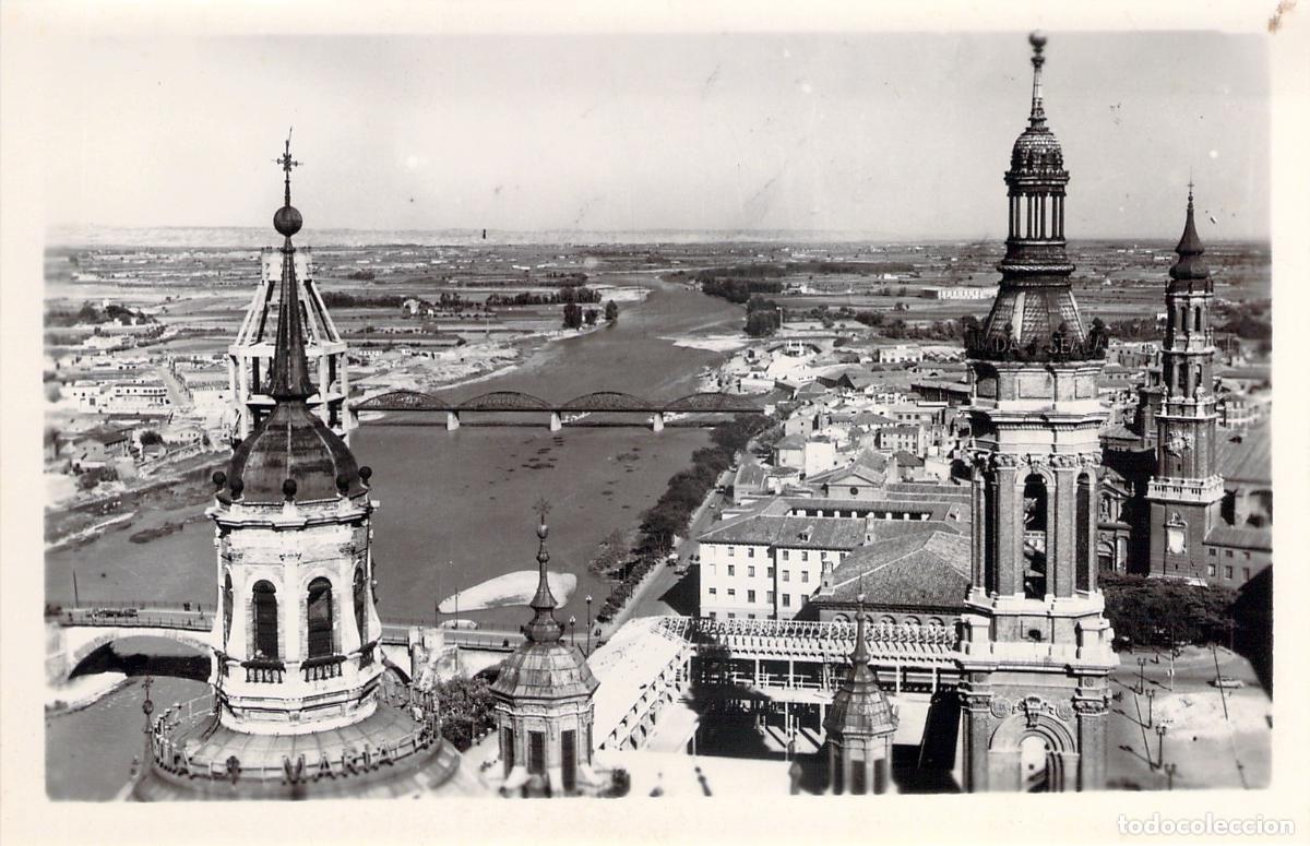 Postales: Postal de Zaragoza: Vista Parcial del R&iacute;o Ebro y Torres del Pilar