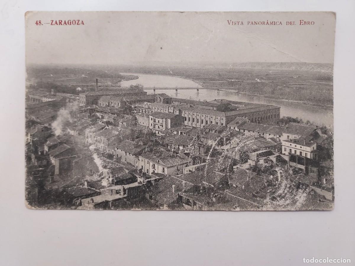 Postales: POSTAL ZARAGOZA VISTA PANORAMICA DEL EBRO. SIN CIRCULAR. Antigua. FOTOTIPIA MADRIGUERA 48