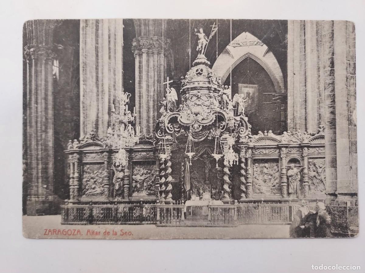 Postales: POSTAL ZARAGOZA ALTAR DE LA SEO. SIN CIRCULAR. Antigua. THOMAS