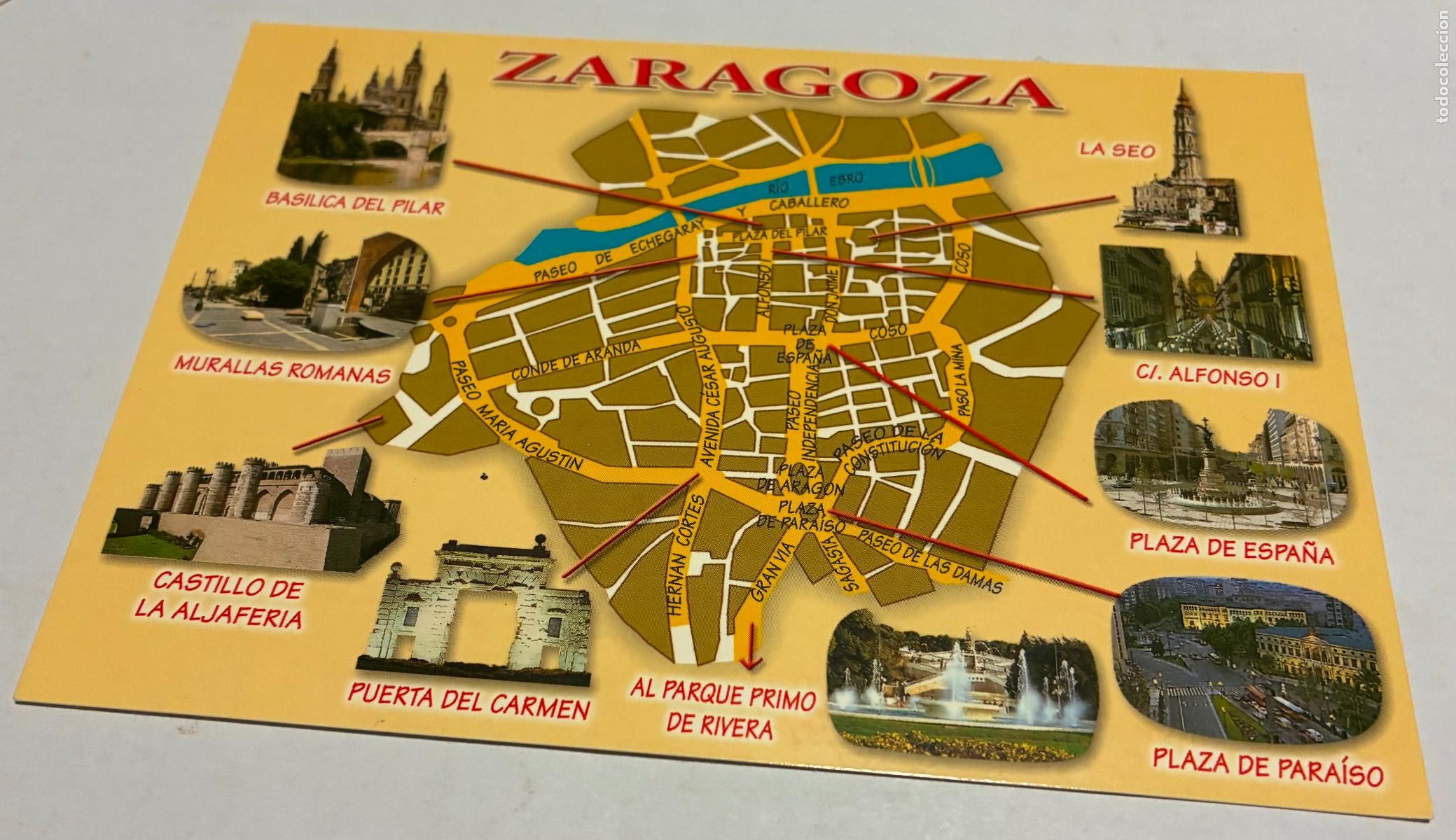 Postales: POSTAL ZARAGOZA LOCALIZACIONES MONUMENTOS