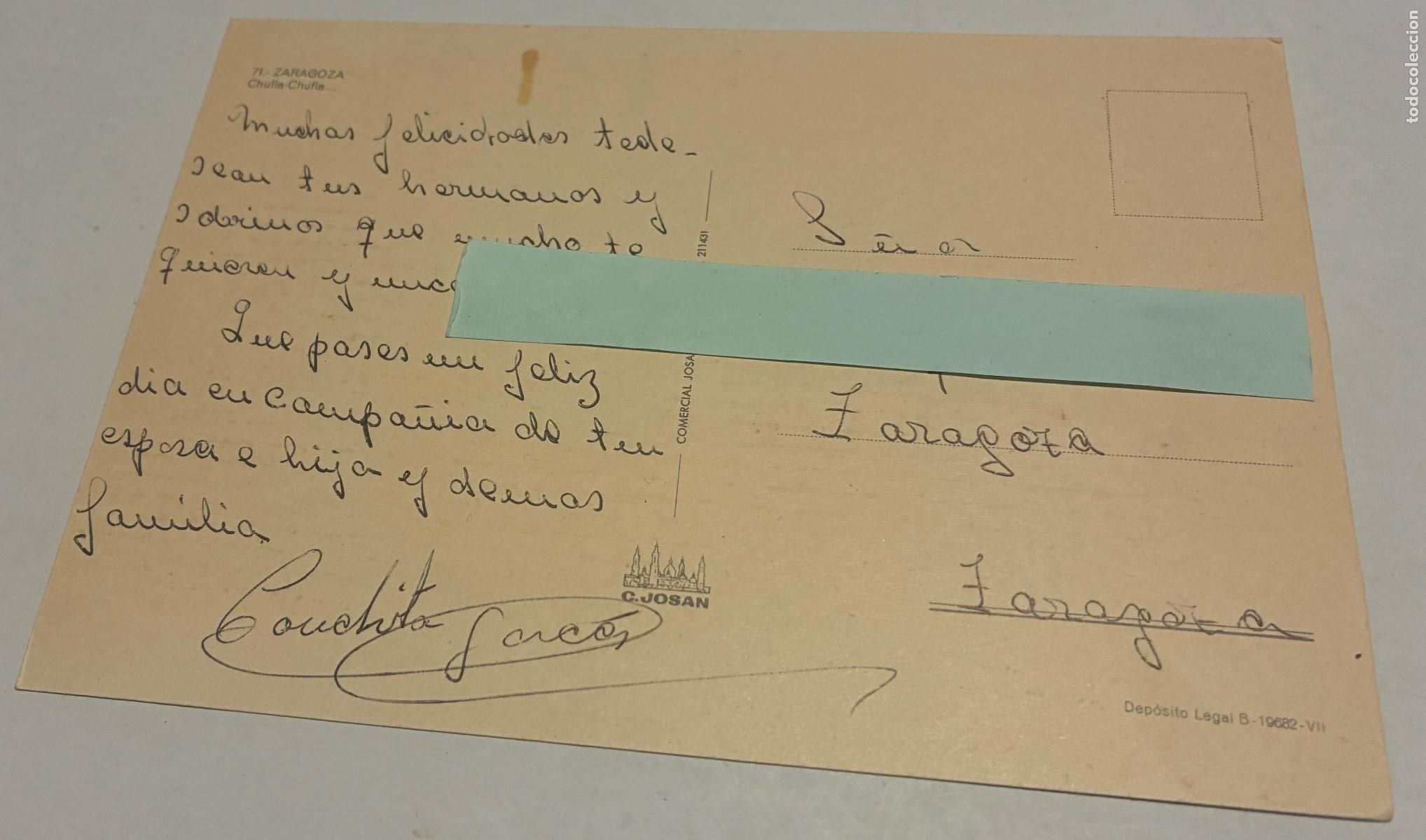 Postales: POSTAL ZARAGOZA, CHUFLA CHUFLA - Foto 2
