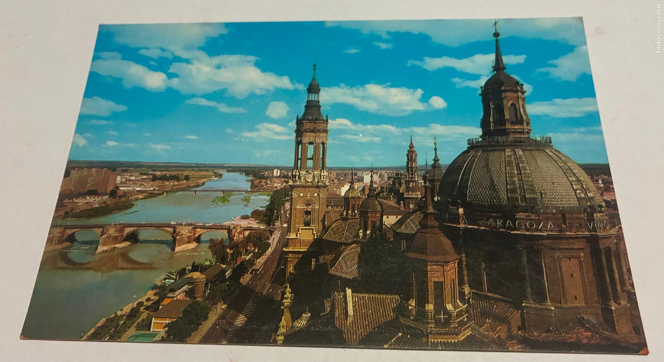 Postales: POSTAL ZARAGOZA, BASILICA DEL PILAR, VISTA PANORAMICA DEL RIO EBRO