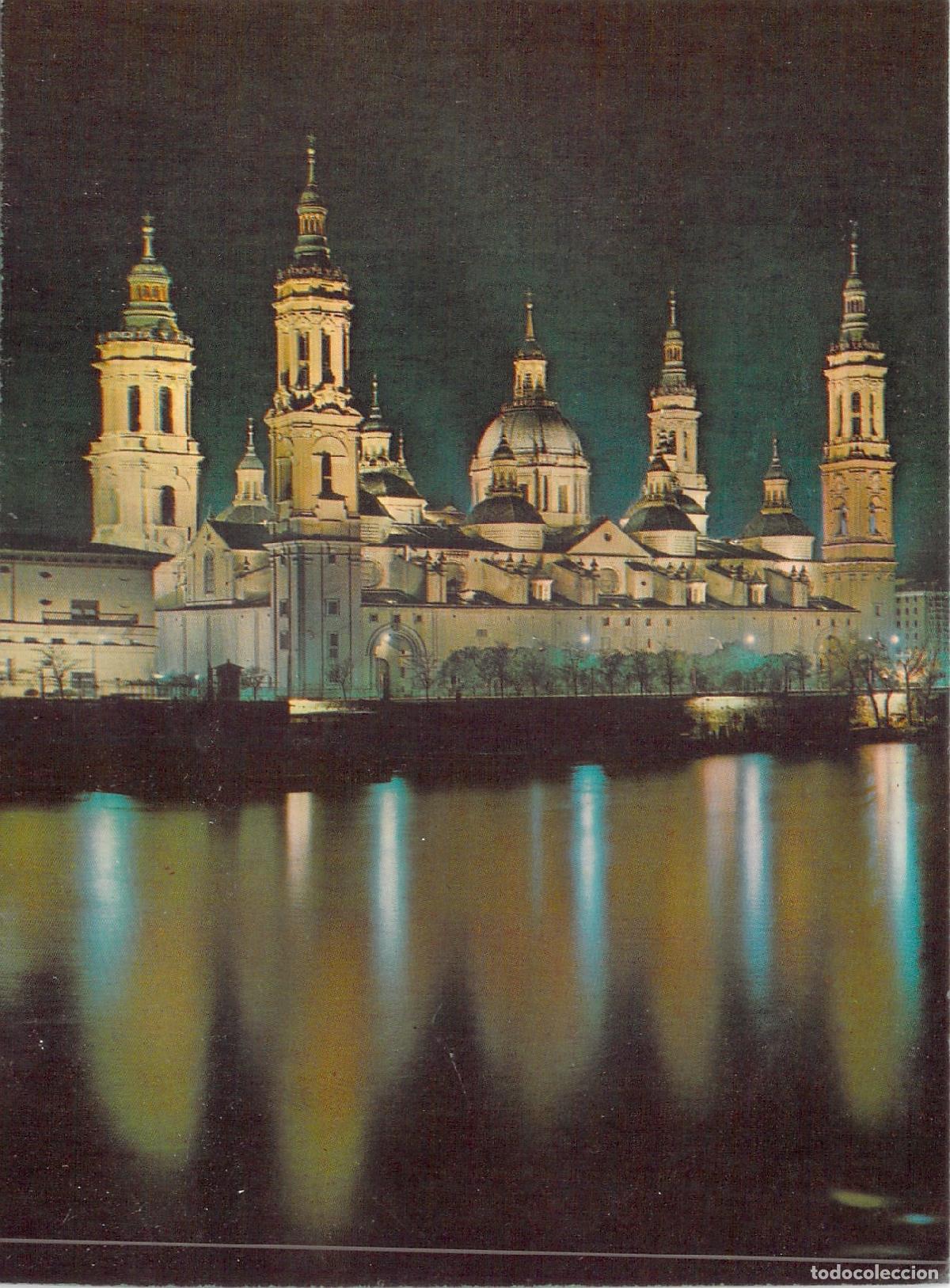Postales: Postal de la Bas&iacute;lica del Pilar en Zaragoza, Vista Nocturna