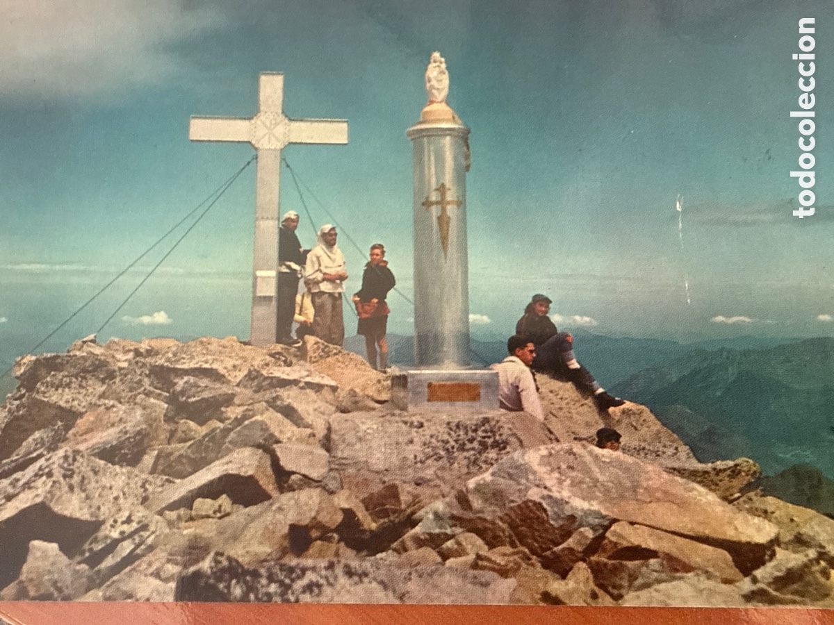 Postales: Pico del Aneto. Cruz y virgen del Pilar