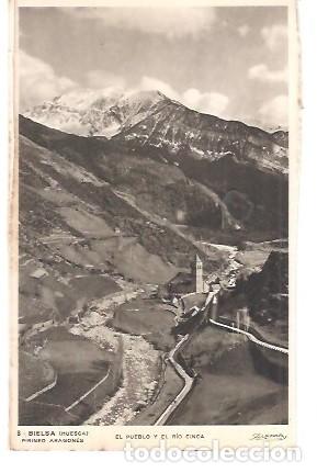 Postales: ANTIGUA POSTAL 8 BIELSA HUESCA PIRINEO ARAGONES EL PUEBLO Y EL RIO CINCA ZERKOWITZ