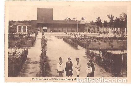 Postales: ANTIGUA POSTAL 53 ZARAGOZA EL RINCON DE GOYA Y EL PARQUE DE PRIMO DE RIVERA