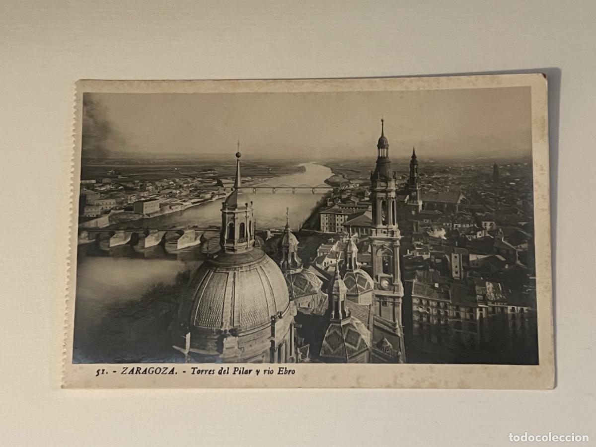Postales: Postal antigua de Zaragoza EL PILAR desde la torre y r&iacute;o Ebro