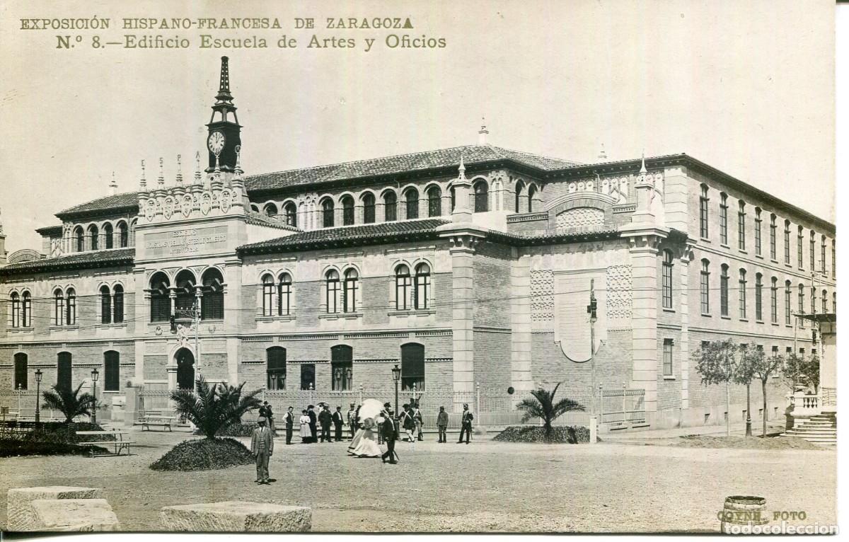 Postcards: ZARAGOZA- EXPOSICI&Oacute;N HISPANO-FRANCESA- EDIFICIO ESCUELA DE ARTES Y OFICIOS N&ordm; 8 -LB BARTRINA