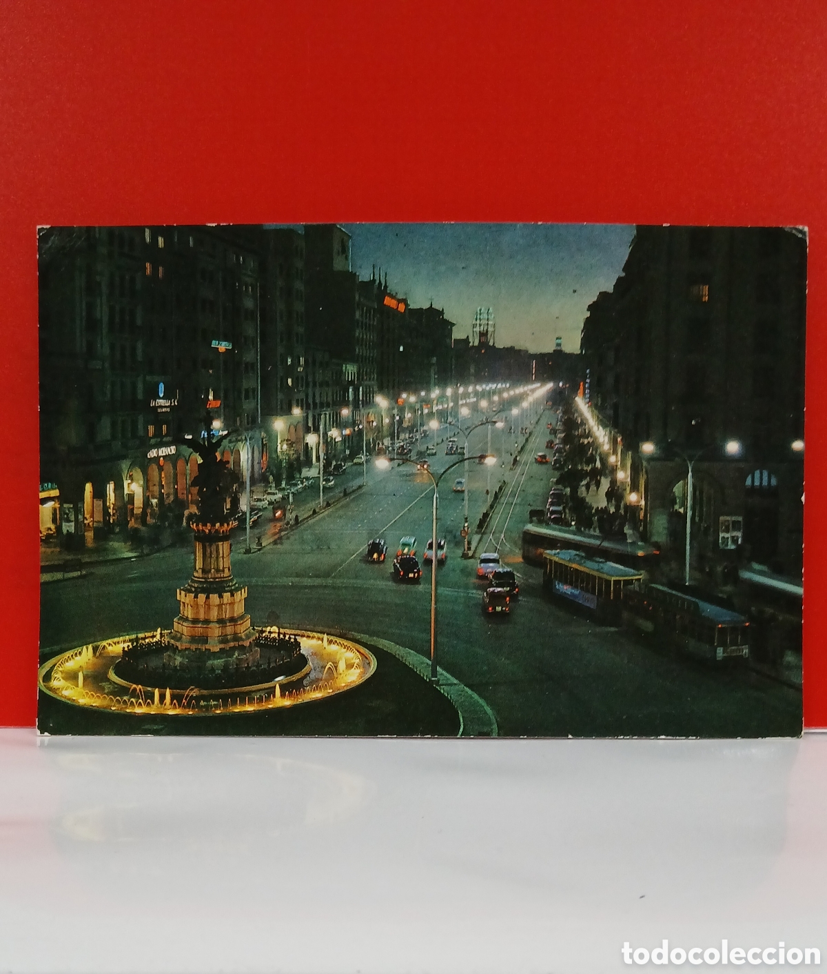 Postales: POSTAL ANTIGUA ZARAGOZA &rdquo;NOCTURNO PLAZA DE ESPA&Ntilde;A Y AVDA DE LA INDEPENDENCIA &rdquo; A&Ntilde;OS 60