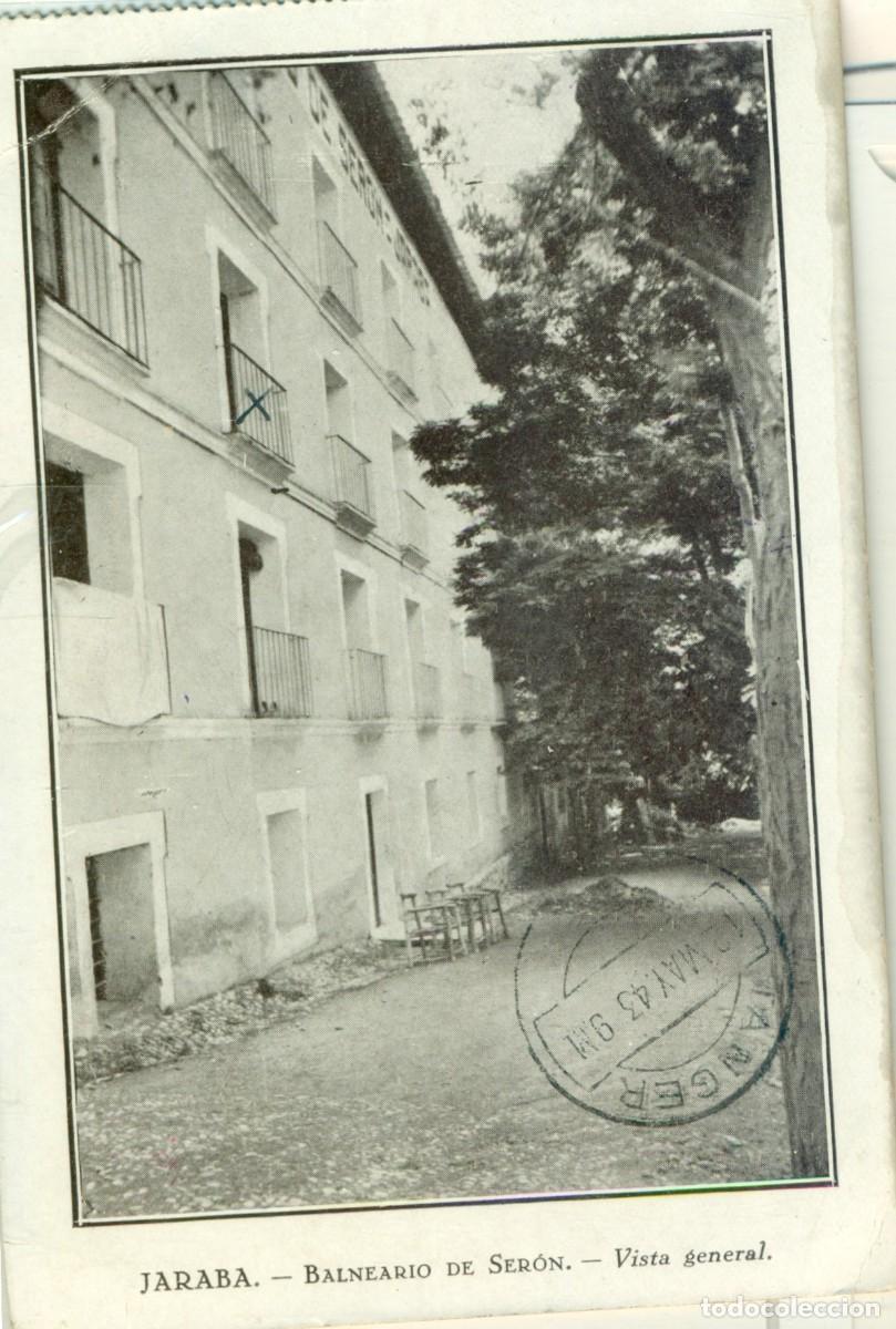 Postales: BALNEARIO DE JARABA.1943. ENVIADA POR UN REFUGIADO A T&Aacute;NGER. SELLO ROJO DE CENSURA. MUY RARA.