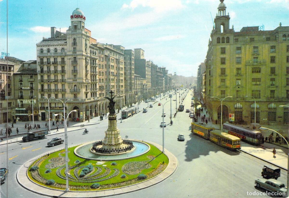 Postales: Postal de Zaragoza: Plaza de Espa&ntilde;a y Avenida de la Independencia
