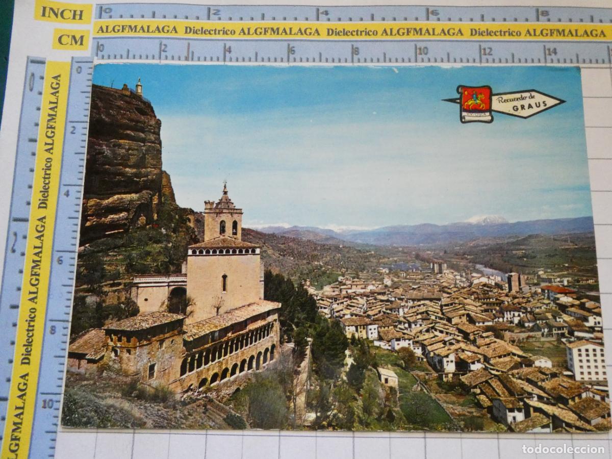 Postales: POSTAL DE HUESCA. A&Ntilde;O 1968. GRAUS BAS&Iacute;LICA Y VISTA PARCIAL 12040 PERGAMINO. 3032