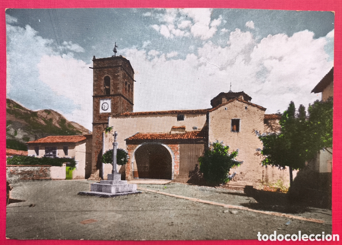 Postales: CAMPO PLAZA CABOVILA IGLESIA POSTAL FOTOGR&Aacute;FICA COLOREADA HUESCA ARAGON C. 1955