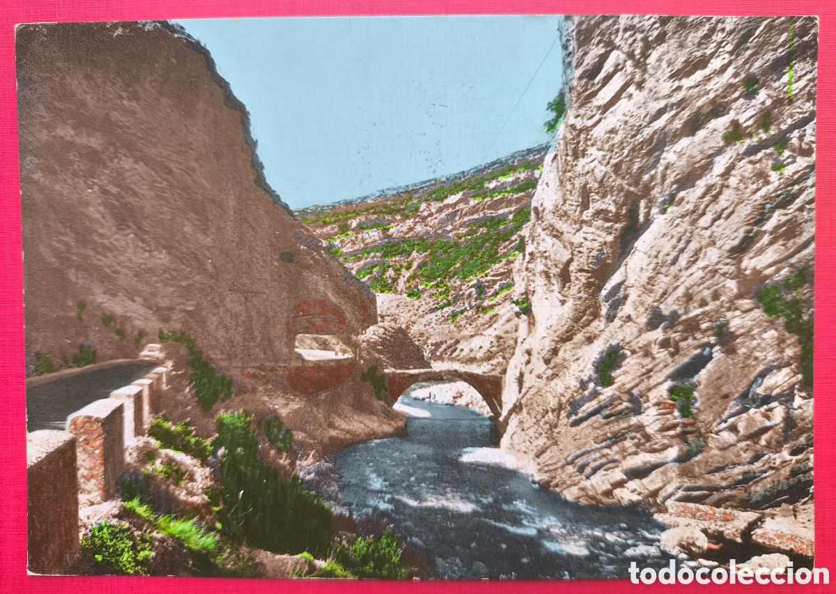 Postales: CAMPO ENTRE PUENTES POSTAL FOTOGR&Aacute;FICA COLOREADA HUESCA ARAGON C. 1955