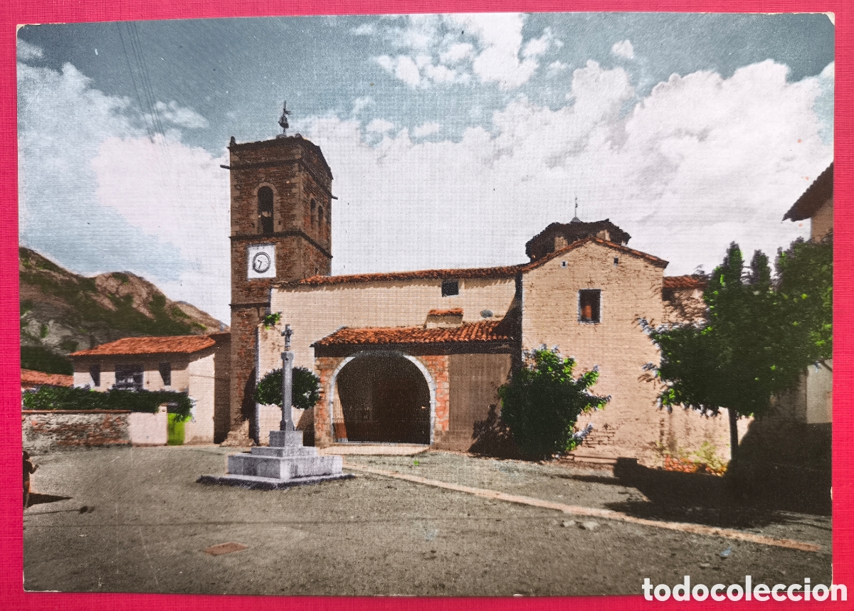 Postales: CAMPO PLAZA CABOVILA IGLESIA POSTAL FOTOGR&Aacute;FICA COLOREADA HUESCA ARAGON C. 1955
