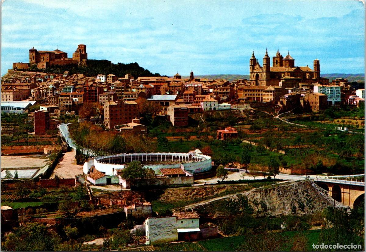 Postales: Alca&ntilde;iz (Teruel) - Vista general desde el Saliente - Sicilia 3 - 150x103mm - PLaza de Toros