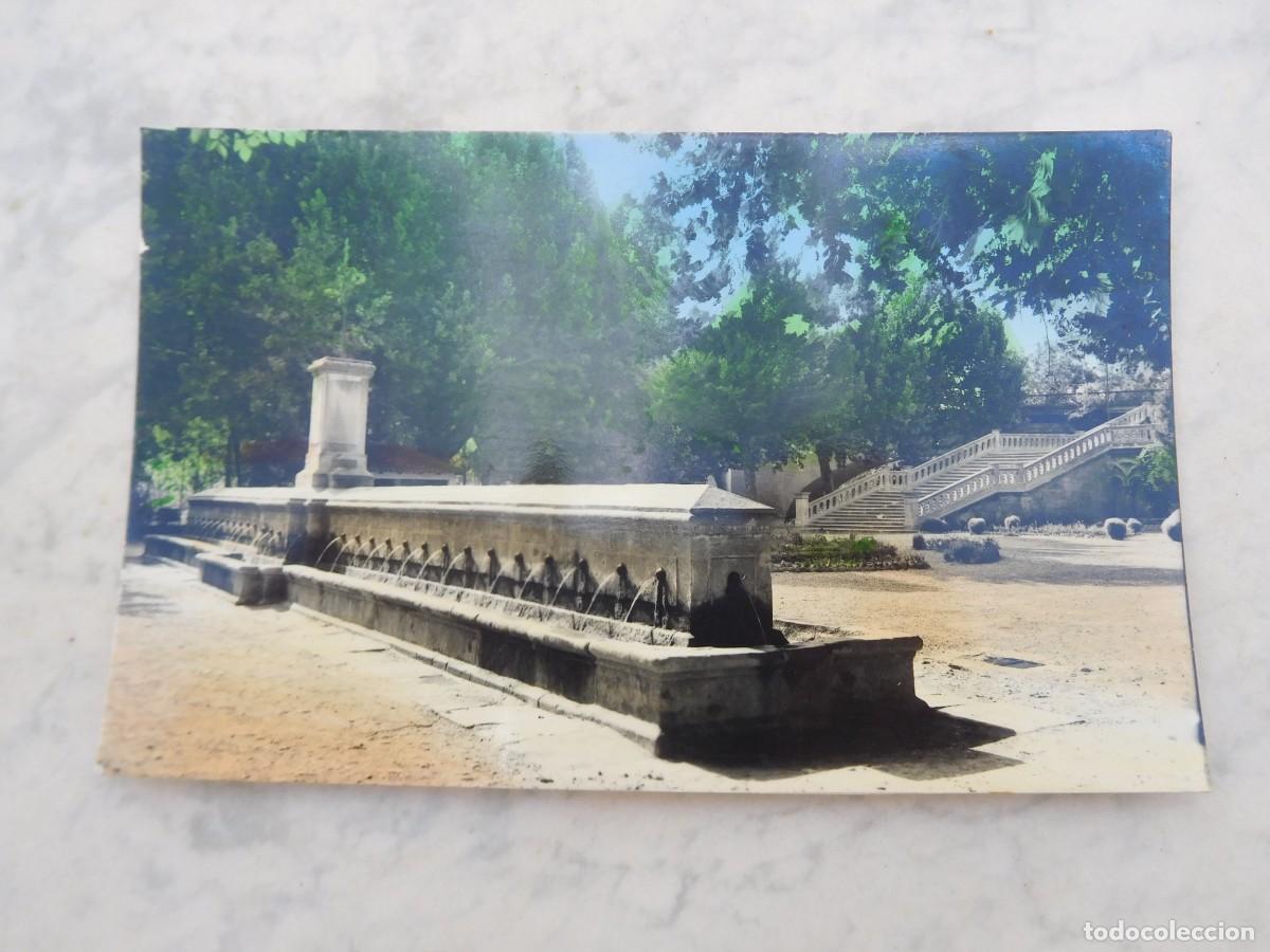 Postales: Postal de Alca&ntilde;iz. Fuente de los 72 ca&ntilde;os y escalinata