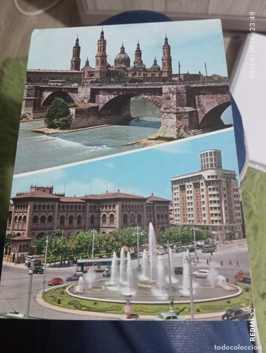 Postales: POSTAL ZARAGOZA COCHES CAMIONES A&Ntilde;OS 60