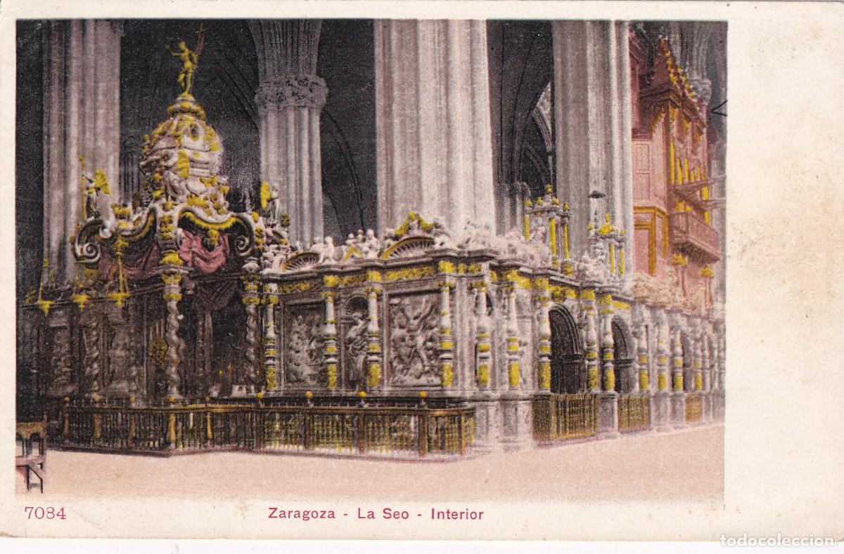 Postales: ZARAGOZA LA SEO INTERIOR ED. P Z N&ordm; 7034 REVERSO SIN DIVIDIR. ESCRITA SIN CIRCULAR.