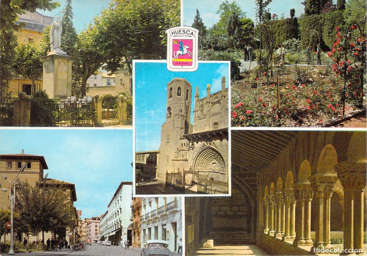 Postales: Postal Multivista de Huesca con Catedral y Claustro