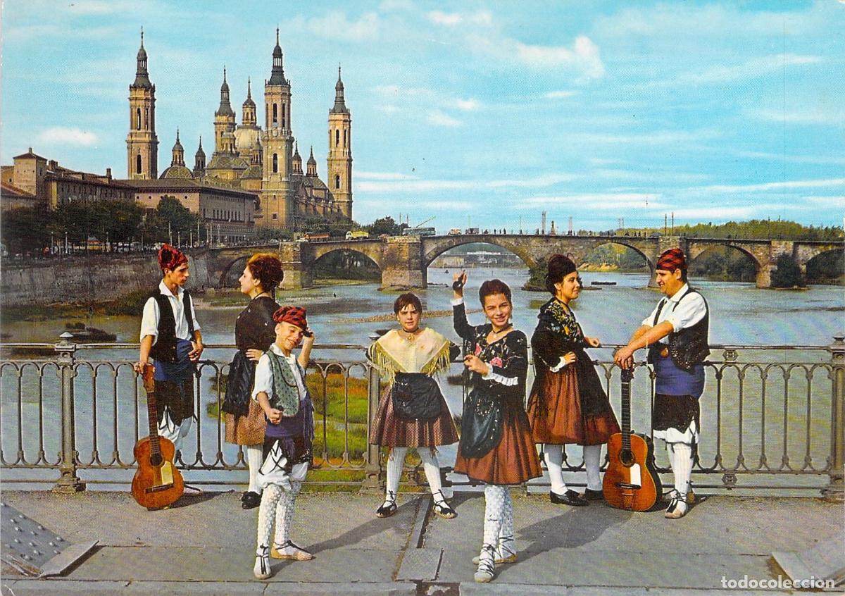 Postales: Postal Zaragoza Bas&iacute;lica del Pilar y Trajes T&iacute;picos Aragoneses