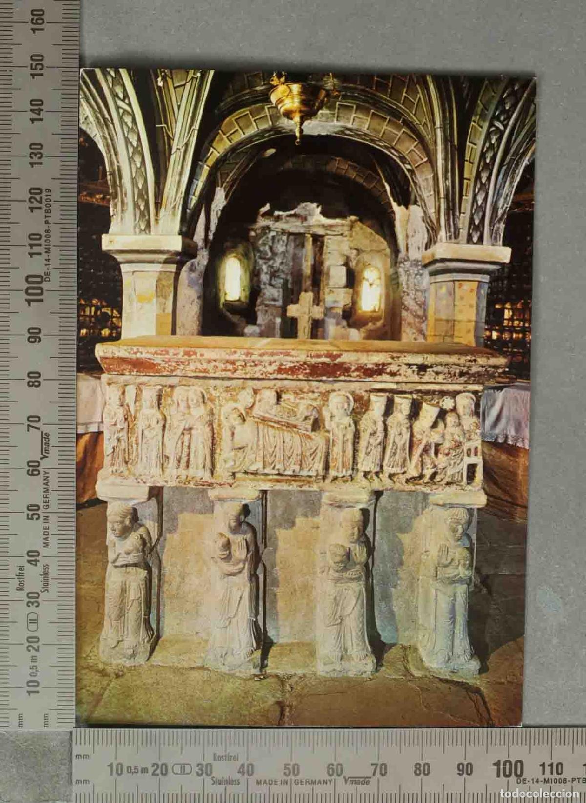 Postales: POSTAL. Sarc&oacute;fago del Obispo San Ram&oacute;n de Roda y Barbastro - Catedral de Roda de Is&aacute;bena - Huesca
