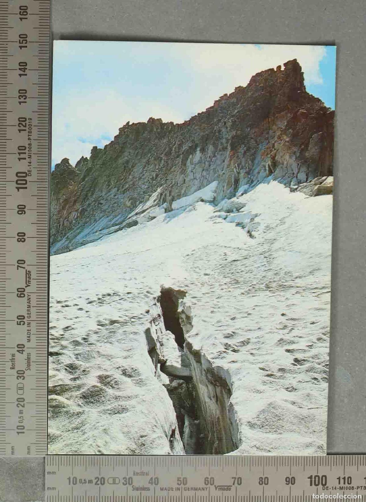 Postales: POSTAL. Grieta en el Glaciar de Aneto - Vista desde el Collado Maldito y Pico Maldito - Benasque