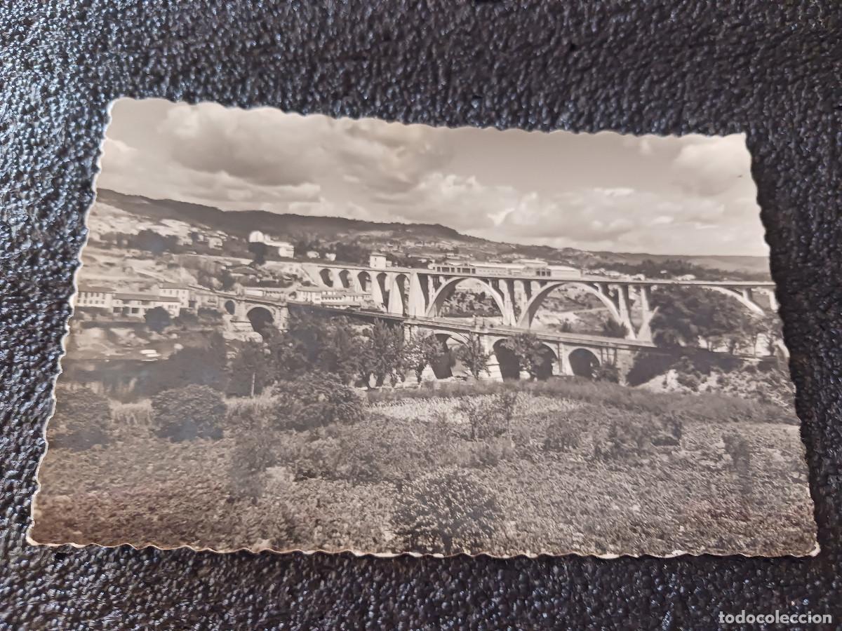 Postales: 2 ORENSE PUENTE NUEVO Y VIADUCTO DEL FERROCARRIL, ed. garrabella, circulada