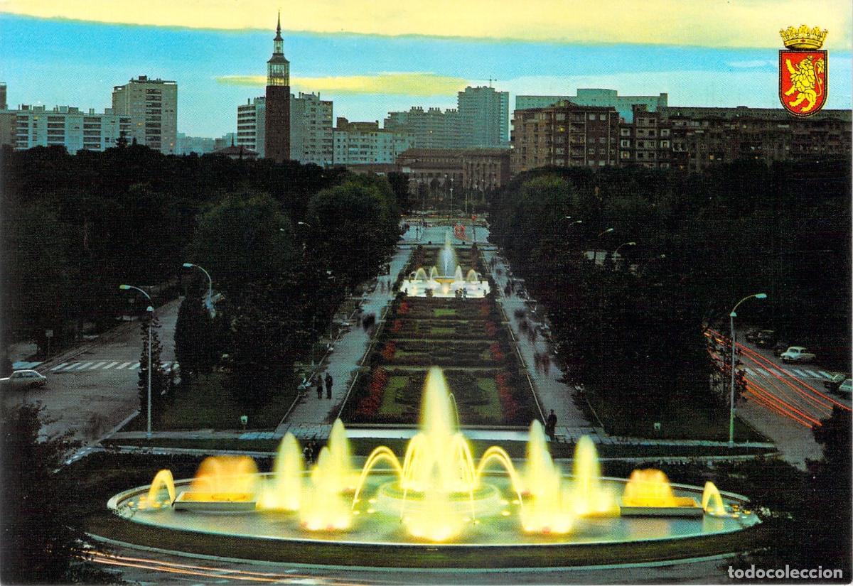 Postales: Postal de Zaragoza Parque Primo de Rivera Fuente Luminosa