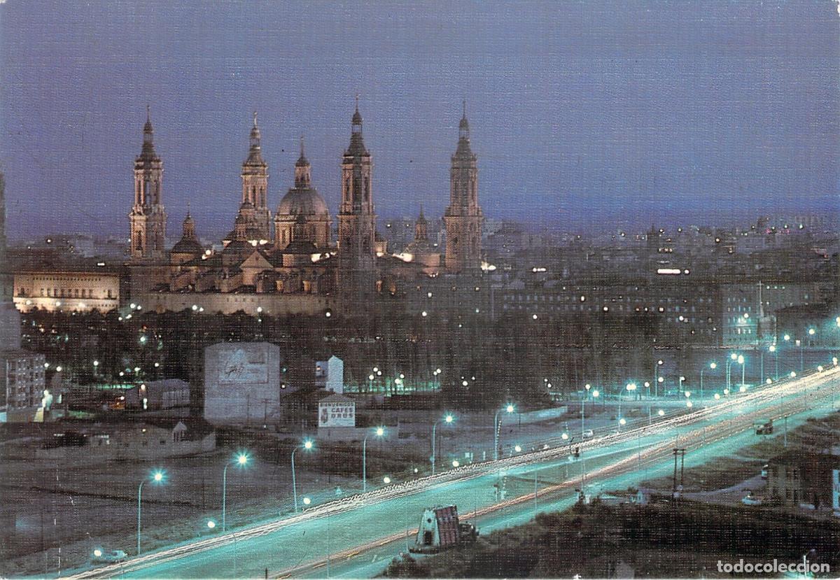 Postales: Postal de Zaragoza: Vista Nocturna y Avenida de los Pirineos