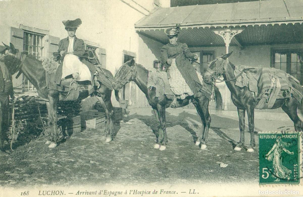 Postales: BENASQUE LUCHON, LLEGADA DESDE ESPA&Ntilde;A AL HOSPICE DE FRANCE. CIRCULADA H. 1905.