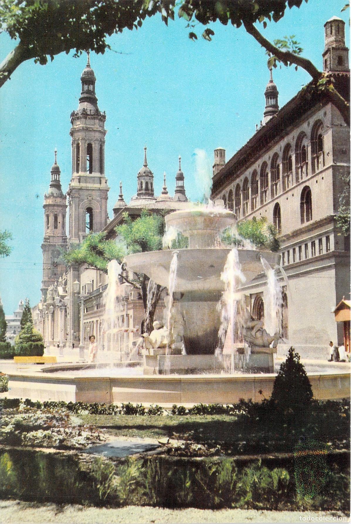 Postales: Postal de la Fuente en la Plaza de la Seo, Zaragoza