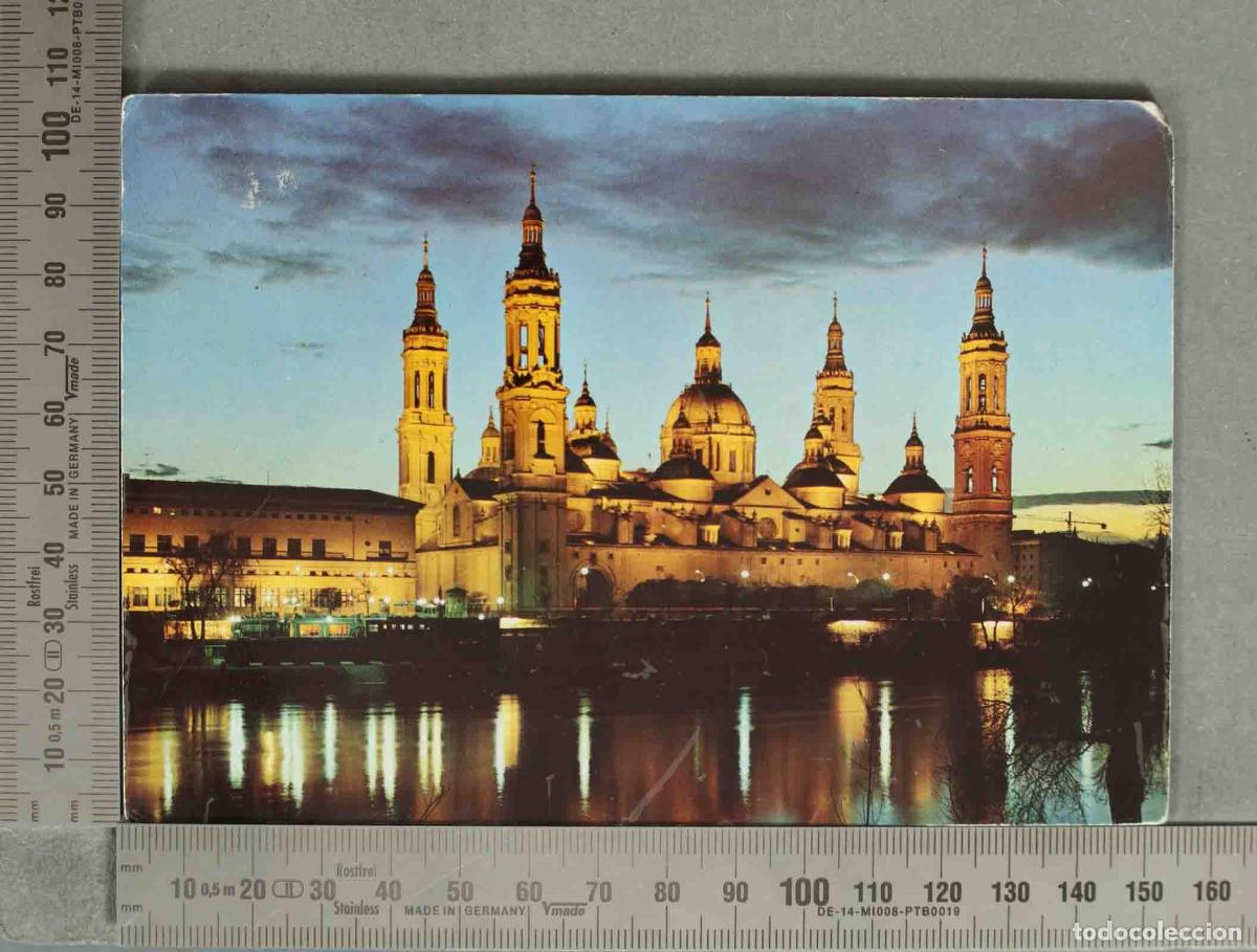 Postales: POSTAL. Zaragoza - Catedral-Bas&iacute;lica de Nuestra Se&ntilde;ora del Pilar - Vista nocturna desde el r&iacute;o Ebro