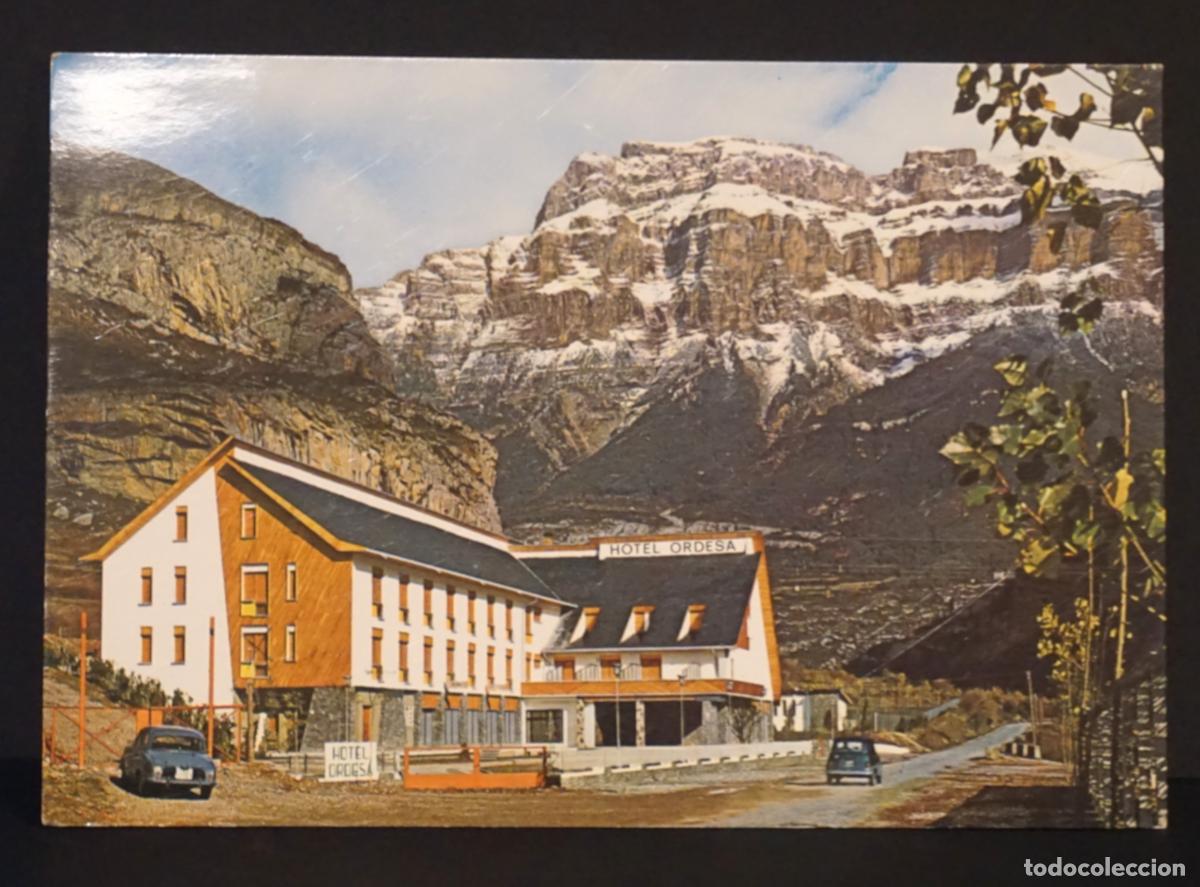 Postales: Ordesa (Huesca), Hotel Ordesa, postal circulada el a&ntilde;o 1972 , sello y matasellos de Torla