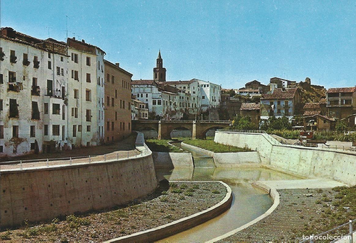 Postales: Barbastro. Canalizaci&oacute;n del r&iacute;o Vero y Puente Portillo. Extremuro. 13. Postal. 10x15 cm.