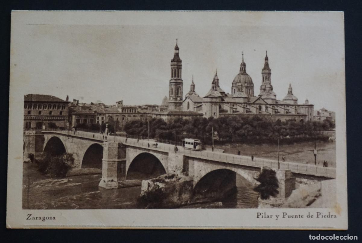 Postales: Zaragoza. Pilar y puente de Piedra. Postal circulada