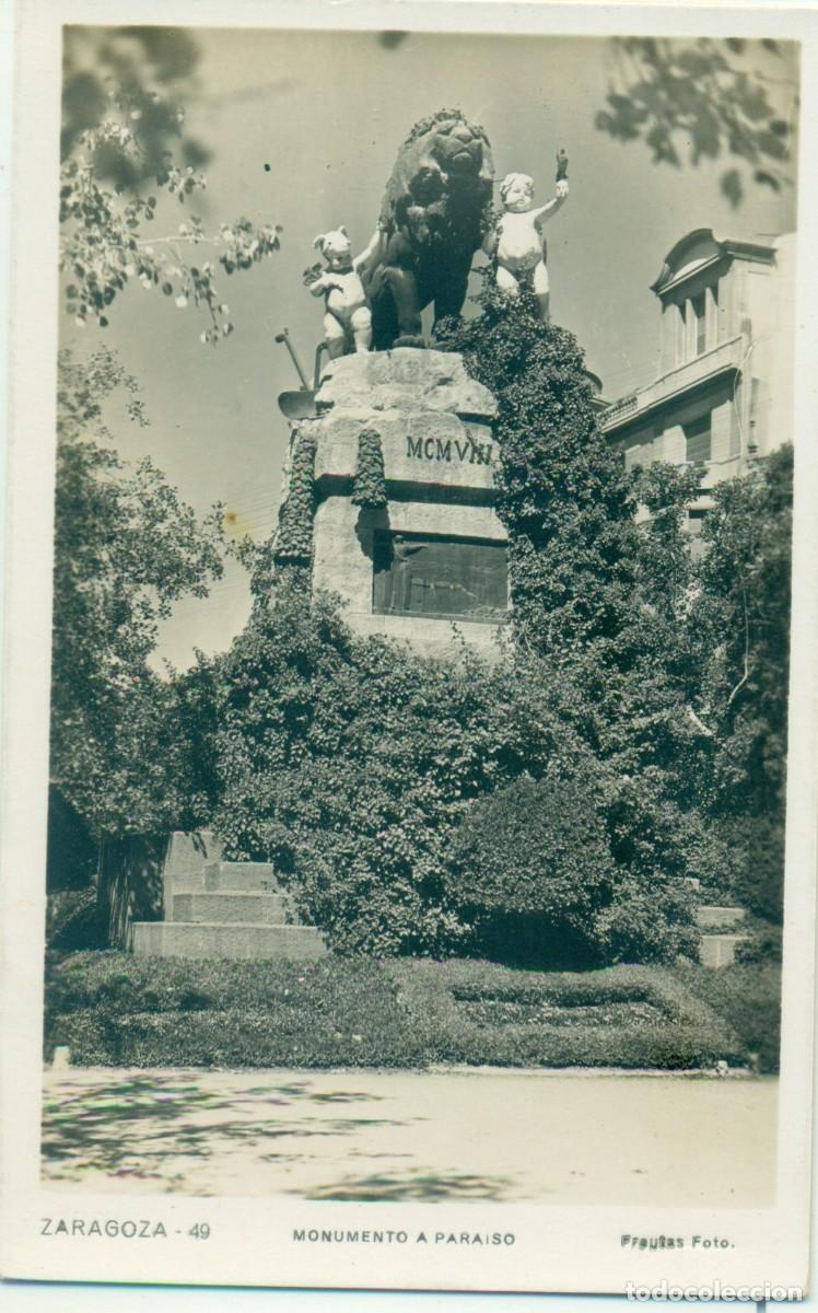 Postales: ZARAGOZA. MONUMENTO A BASILIO PARA&Iacute;SO. HACIA 1950. FOTO FREYTAS. MUY RARA.