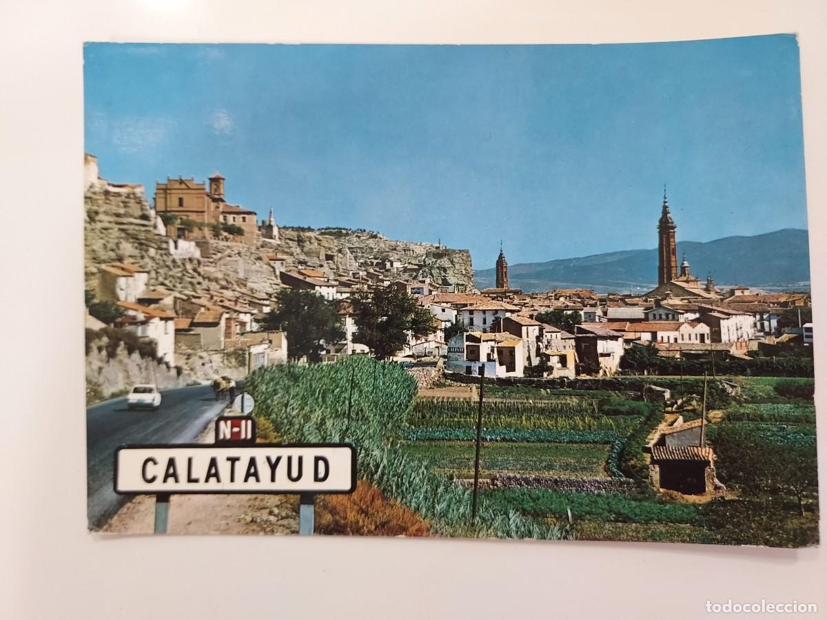 Postales: POSTAL CALATAYUD VISTA PANORAMICA CARTEL CARRETERA. 1968. ESCRITA. ZARAGOZA