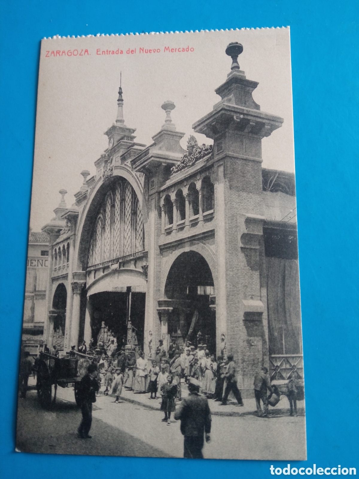 Postales: Antigua postal fotogr&aacute;fica, Zaragoza, Entrada al nuevo mercado