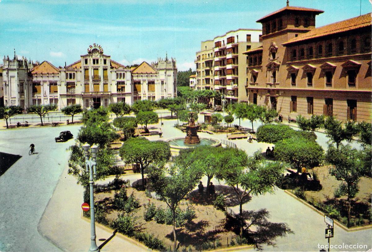 Postales: Postal de la Plaza de Navarra en Huesca con el Casino