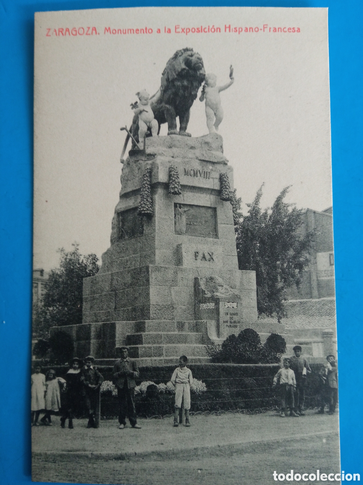 Postales: Antigua postal fotogr&aacute;fica, Zaragoza, Monumento a la EXPOSICI&Oacute;N HISPANO - FRANCESA