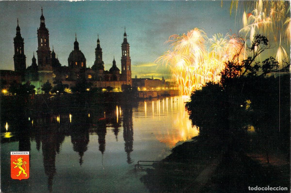 Postales: Postal de la Bas&iacute;lica del Pilar y el R&iacute;o Ebro en Zaragoza