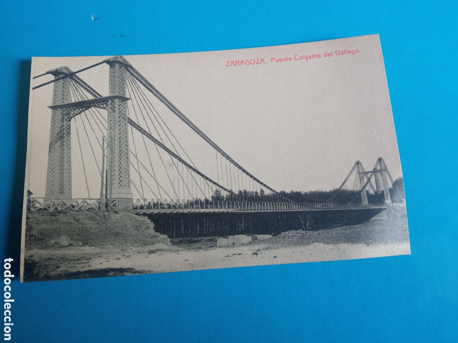 Postales: Antigua postal fotogr&aacute;fica, Zaragoza, Puente Colgante del Gallego