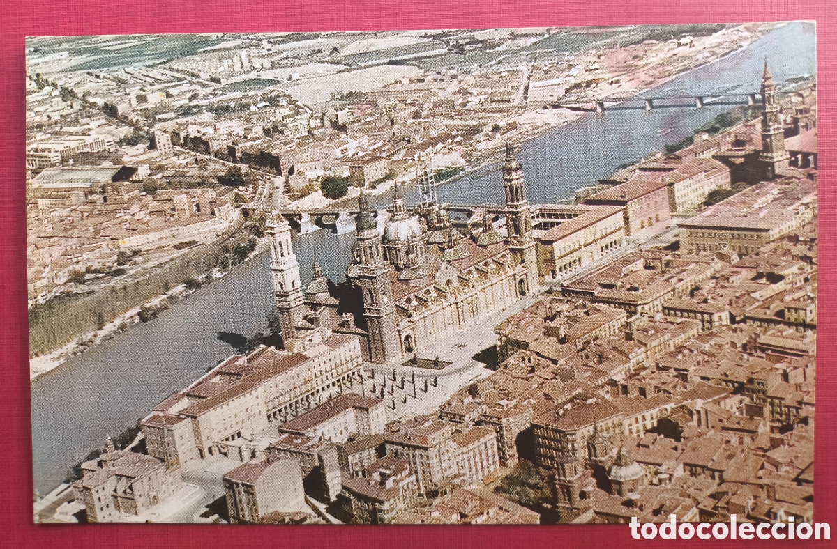 Postales: ZARAGOZA FOTOGRAF&Iacute;A A&Eacute;REA TAF POSTAL A COLOR REVERSO IBERIA C. 1960