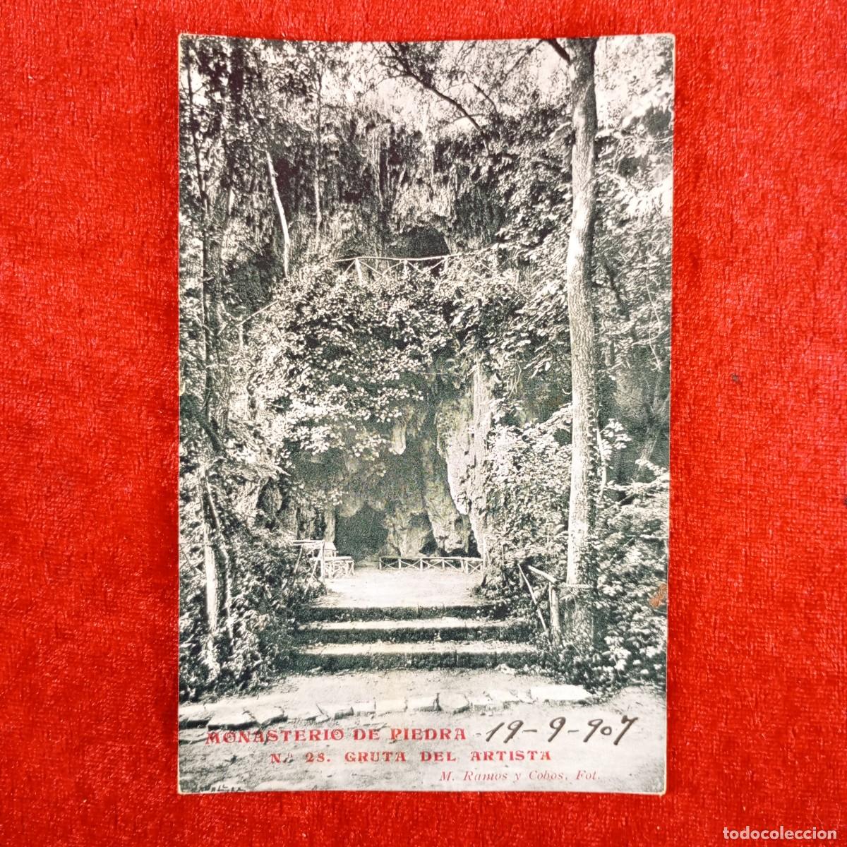 Postales: POSTAL - MONASTERIO DE PIEDRA - N&ordm; 28 - GRUTA DEL ARTISTA - M. RAMON Y COBOS - RAR&Iacute;SIMA / 887
