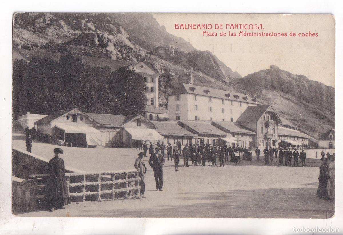 Postales: POSTAL. BALNEARIO DE PANTICOSA. PLAZA DE ADMINISTRACI&Oacute;N DE COCHES. HUESCA