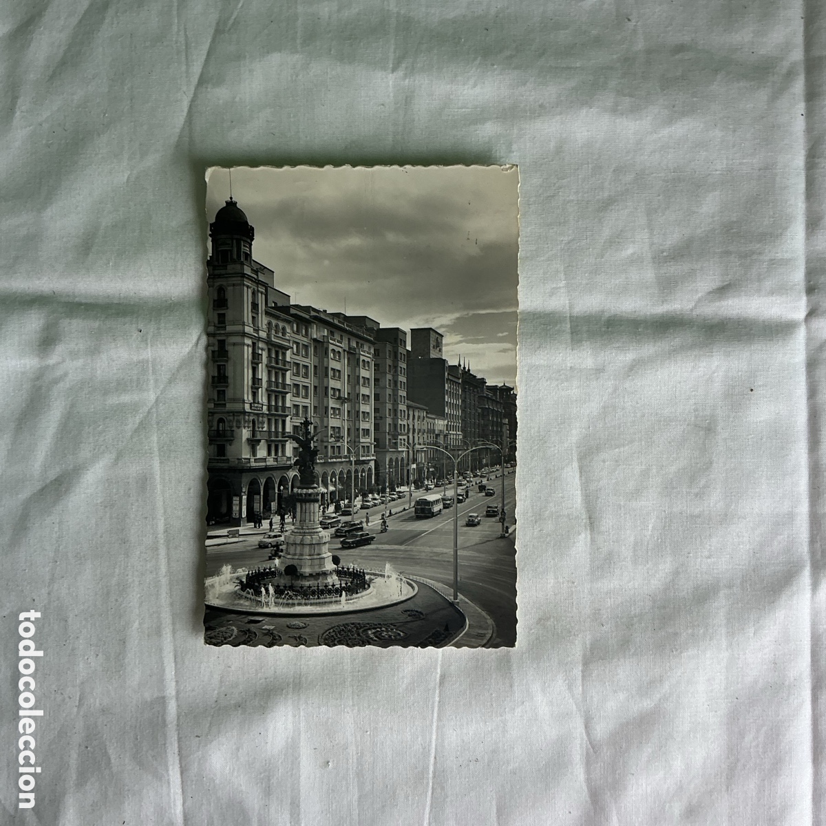 Postales: Postal Zaragoza Plaza de Espa&ntilde;a Blanco y negro Original de la &eacute;poca 1971